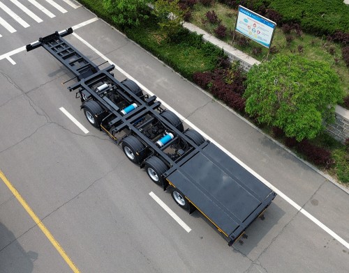 50 60 Ton Terminal Port 3 Axles Flatbed Semi Truck Container Trailer